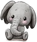a small stuffed elephant sitting on a white surface.jpg